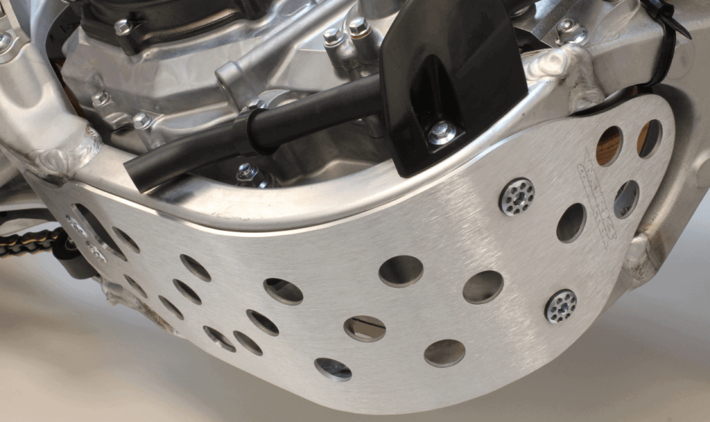 Works Connection Aluminium skid plate on Yamaha YZ250 WORKS CONNECTION GLIDE PLATES
